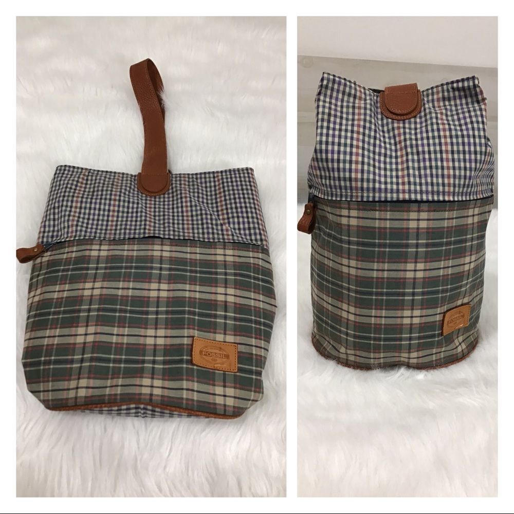 FOSSIL Checkered Print Shoulder/Duffle Bag
